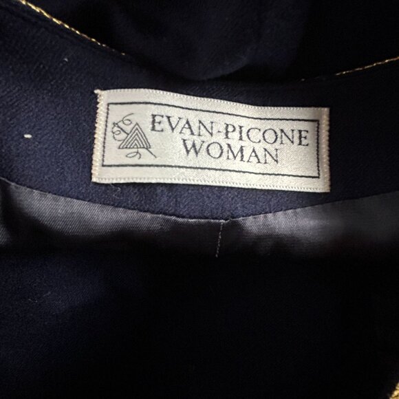 Vintage Evan-Picone Woman Navy Blue Blazer Jacket Gold Trim & Buttons Size 16W - Picture 3 of 9